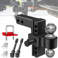 Adjustable Trailer Hitch, Fits 2" Receiver-Heavy Duty Aluminum Tow Hitches with 6-inch Drop/Rise for Truck (13,500 lbs GTW) - Weatherproof Double Anti-Theft Locking Hitch Pins
