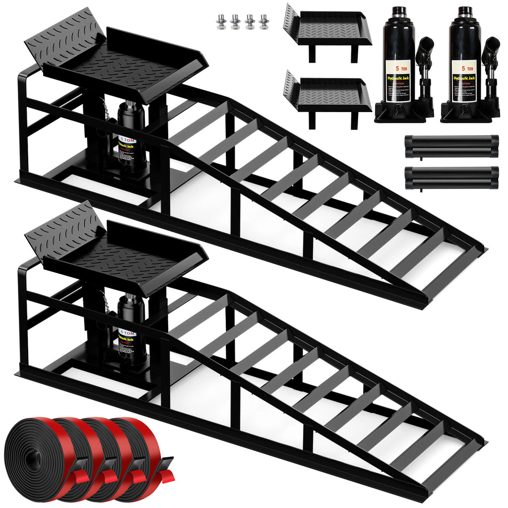 Lafati 2PCS 5T 10000lbs Hydraulic Car Ramps - Heavy Duty Steel Construction for Home Garage & Professional Use