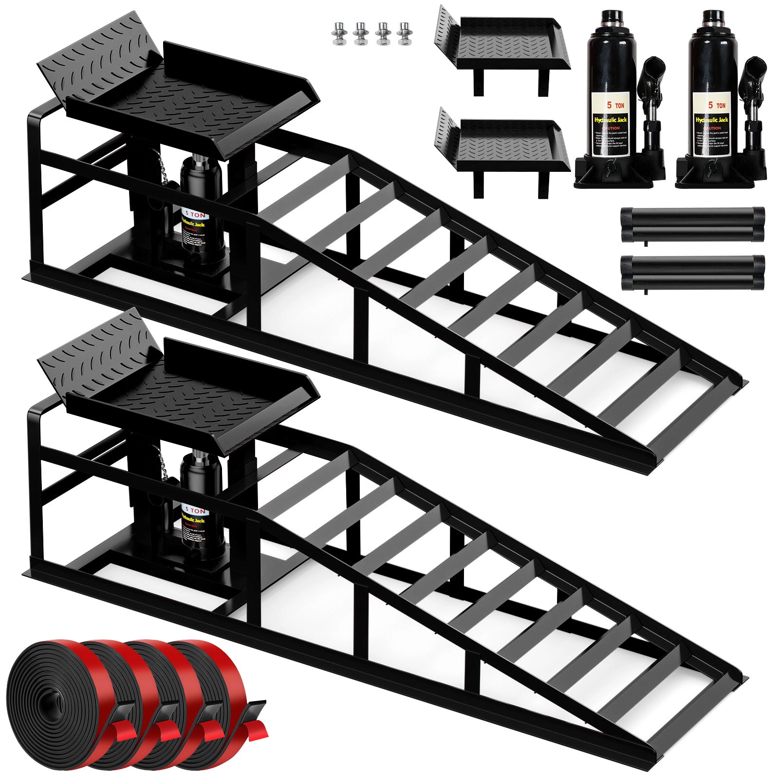 Lafati 2PCS 5T 10000lbs Hydraulic Car Ramps - Heavy Duty Steel Construction for Home Garage & Professional Use