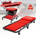 40 inch Foldable Creeper Seat, 2 in 1 Rolling Folding Car Creeper/Stool, 6 Pcs 2" Casters, 330 Lbs Weight Capacity,Wheels for Garage,Shop,Auto Repair,Lay Down or Sit(Red)