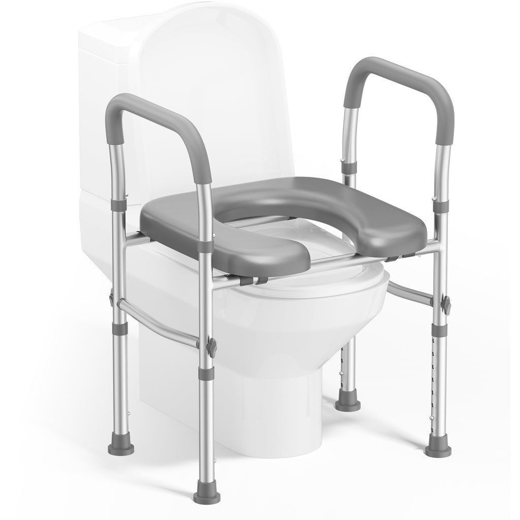 Toilet Seat Risers for Seniors, Width and Height Adjustable Raised Toilet Seat with Handles, Fit Elderly, Pregnant, Handicap Toilet Seat for Any Toilet Riser Heavy Duty up to 330lbs