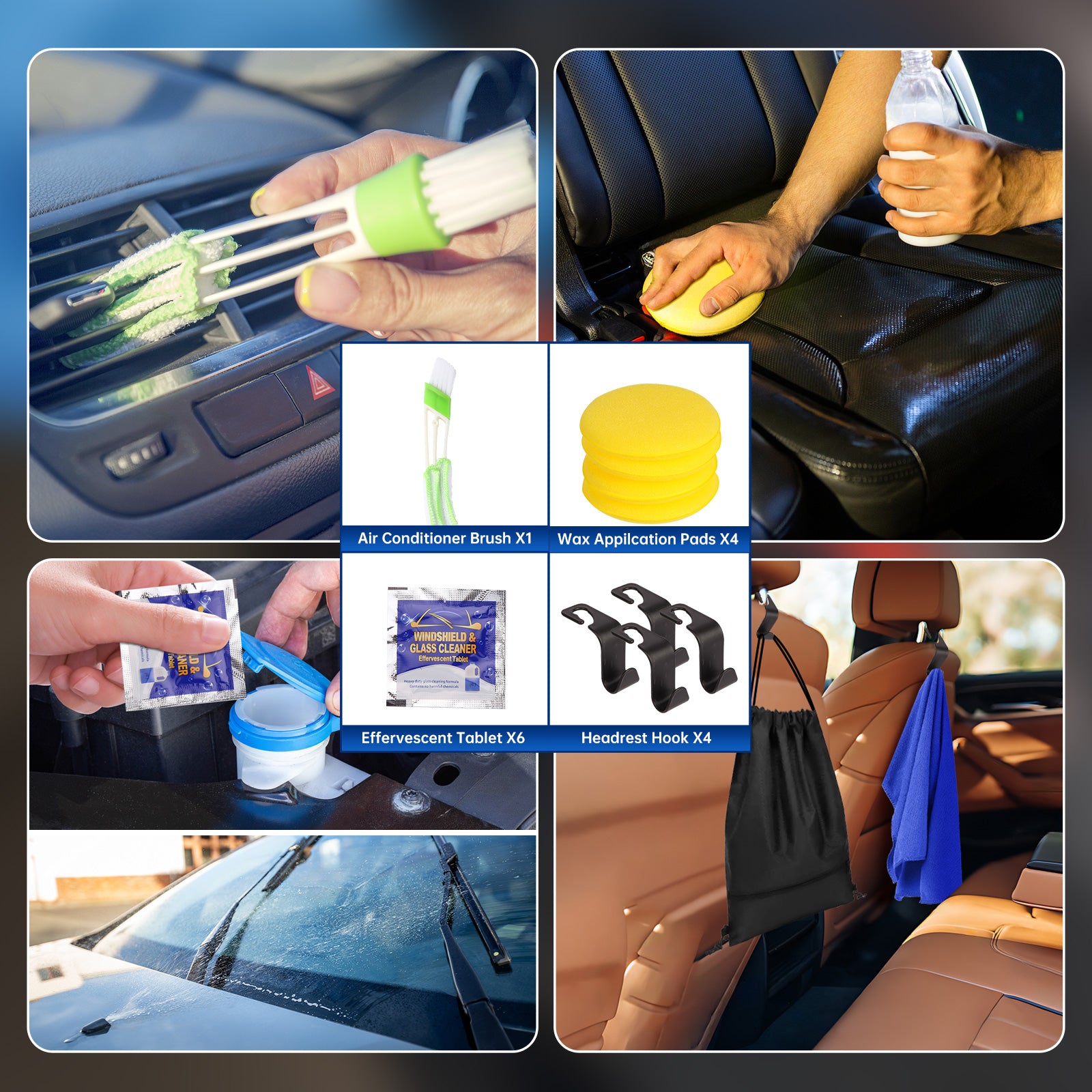37Pcs Car Wash Detailing Kit Cleaning Kits with Foam Gun Sprayer Brush Large Wash Mitt Towels Complete Interior Exterior Car Washing Supply S