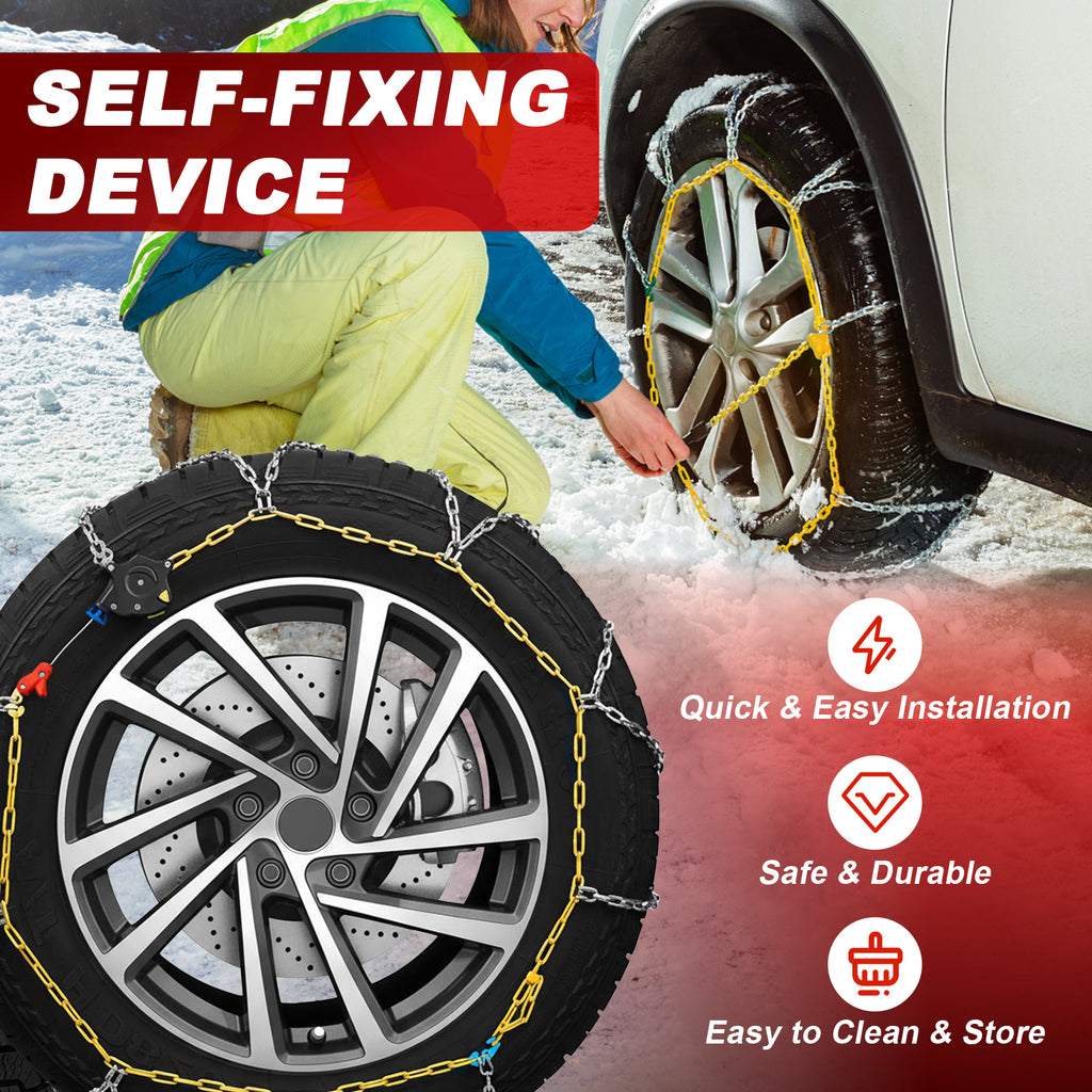Lafati Snow Chains Auto Tightening（HKN 130）, Reusable tire Chains Quick and Easy Installation,Traction Chains for Cars, SUVs, Trucks – Set of 2