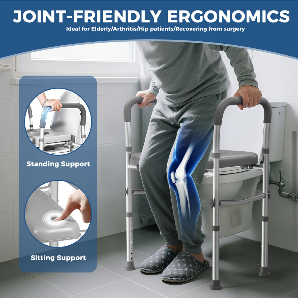 Toilet Seat Risers for Seniors, Width and Height Adjustable Raised Toilet Seat with Handles, Fit Elderly, Pregnant, Handicap Toilet Seat for Any Toilet Riser Heavy Duty up to 330lbs