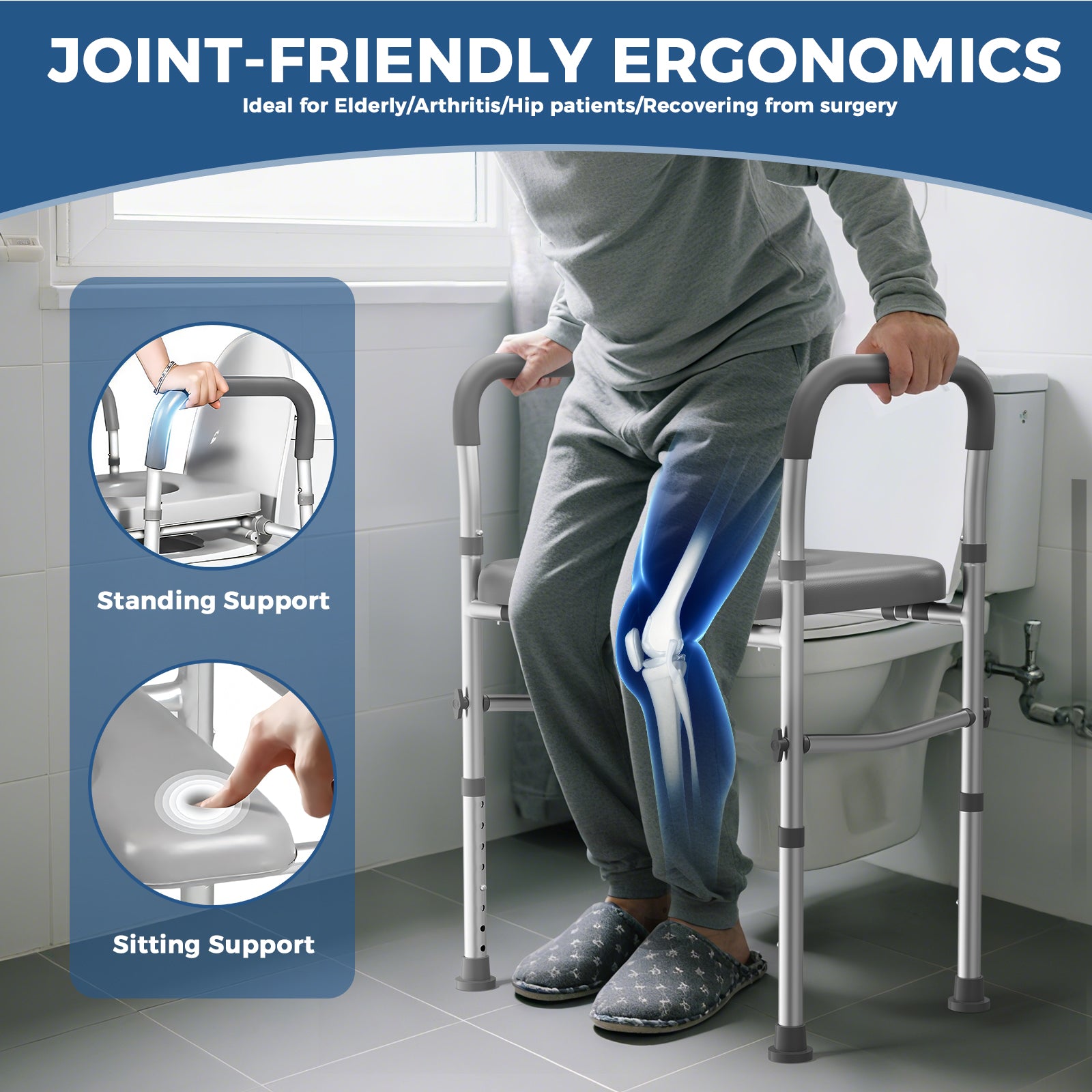 Toilet Seat Risers for Seniors, Width and Height Adjustable Raised Toilet Seat with Handles, Fit Elderly, Pregnant, Handicap Toilet Seat for Any Toilet Riser Heavy Duty up to 330lbs