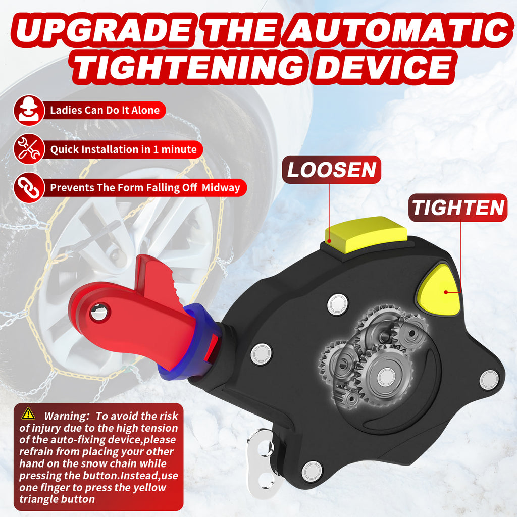 Lafati Snow Chains Auto Tightening（HKN 130）, Reusable tire Chains Quick and Easy Installation,Traction Chains for Cars, SUVs, Trucks – Set of 2