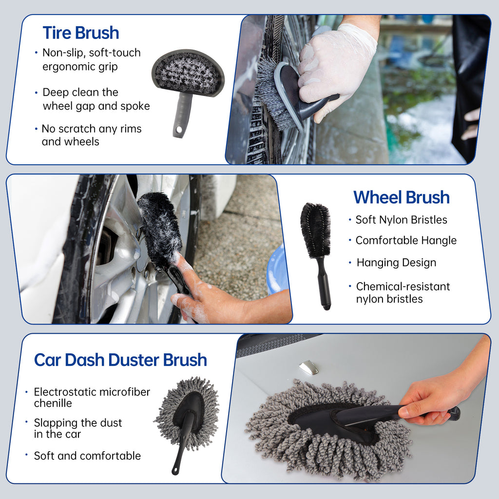 37Pcs Car Wash Detailing Kit Cleaning Kits with Foam Gun Sprayer Brush Large Wash Mitt Towels Complete Interior Exterior Car Washing Supply S