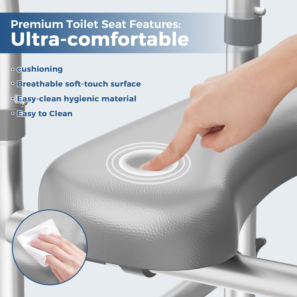 Toilet Seat Risers for Seniors, Width and Height Adjustable Raised Toilet Seat with Handles, Fit Elderly, Pregnant, Handicap Toilet Seat for Any Toilet Riser Heavy Duty up to 330lbs