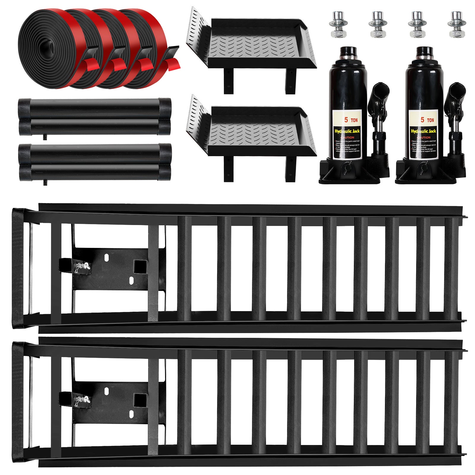 Lafati 2PCS 5T 10000lbs Hydraulic Car Ramps - Heavy Duty Steel Construction for Home Garage & Professional Use