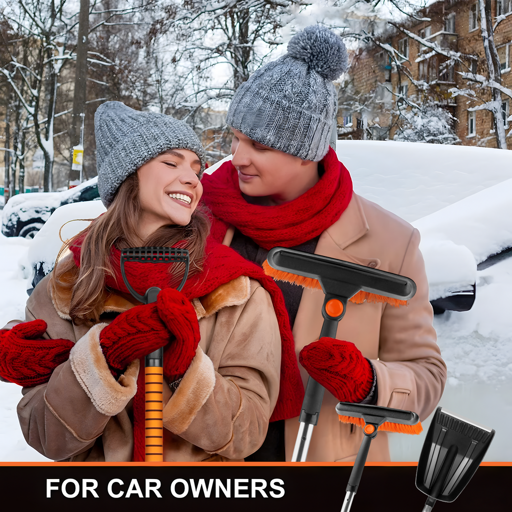 42'' Ice Scraper and Extendable Snow Brush Emergency Snow Shovel Snow Broom with Foam Grip 180° Pivoting Brush Head Snow Scraper for Cars, Trucks, SUVs, Vehicle