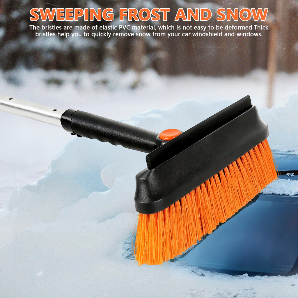 42'' Ice Scraper and Extendable Snow Brush Emergency Snow Shovel Snow Broom with Foam Grip 180° Pivoting Brush Head Snow Scraper for Cars, Trucks, SUVs, Vehicle