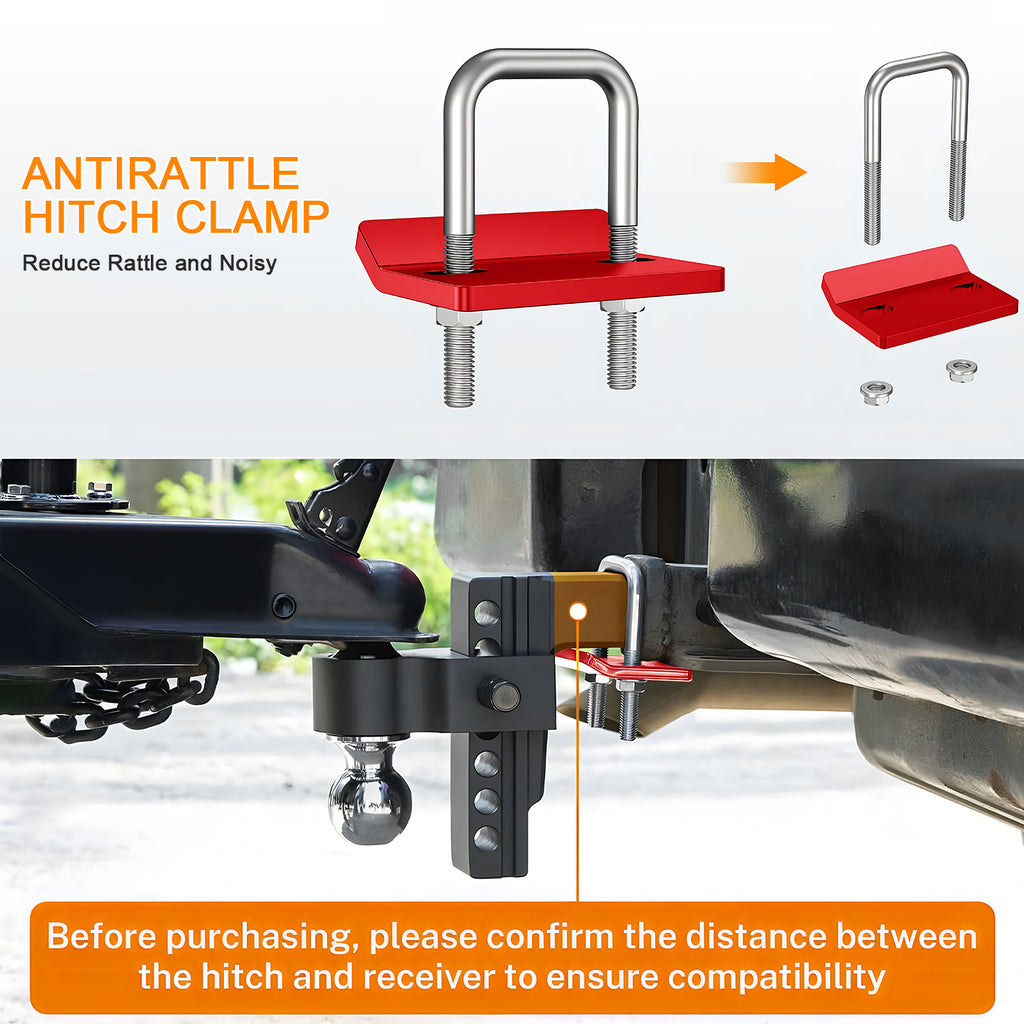 Adjustable Trailer Hitch, Fits 2" Receiver-Heavy Duty Aluminum Tow Hitches with 6-inch Drop/Rise for Truck (13,500 lbs GTW) - Weatherproof Double Anti-Theft Locking Hitch Pins