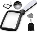 Nazano Folding Handheld Magnifying Glass with Dimmable LED Light, 3X Large Rectangle Lighted Magnifier for Seniors Reading Books, Newspaper, Low Vision & Macular Degeneration