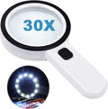 Nazano 30X Handheld Magnifying Glass with 12 LED Ring Lights, K9 Optical Lens Lighted Magnifier for Jewelry Appraisal, Coin, Stamp, Seniors Low Vision Aid