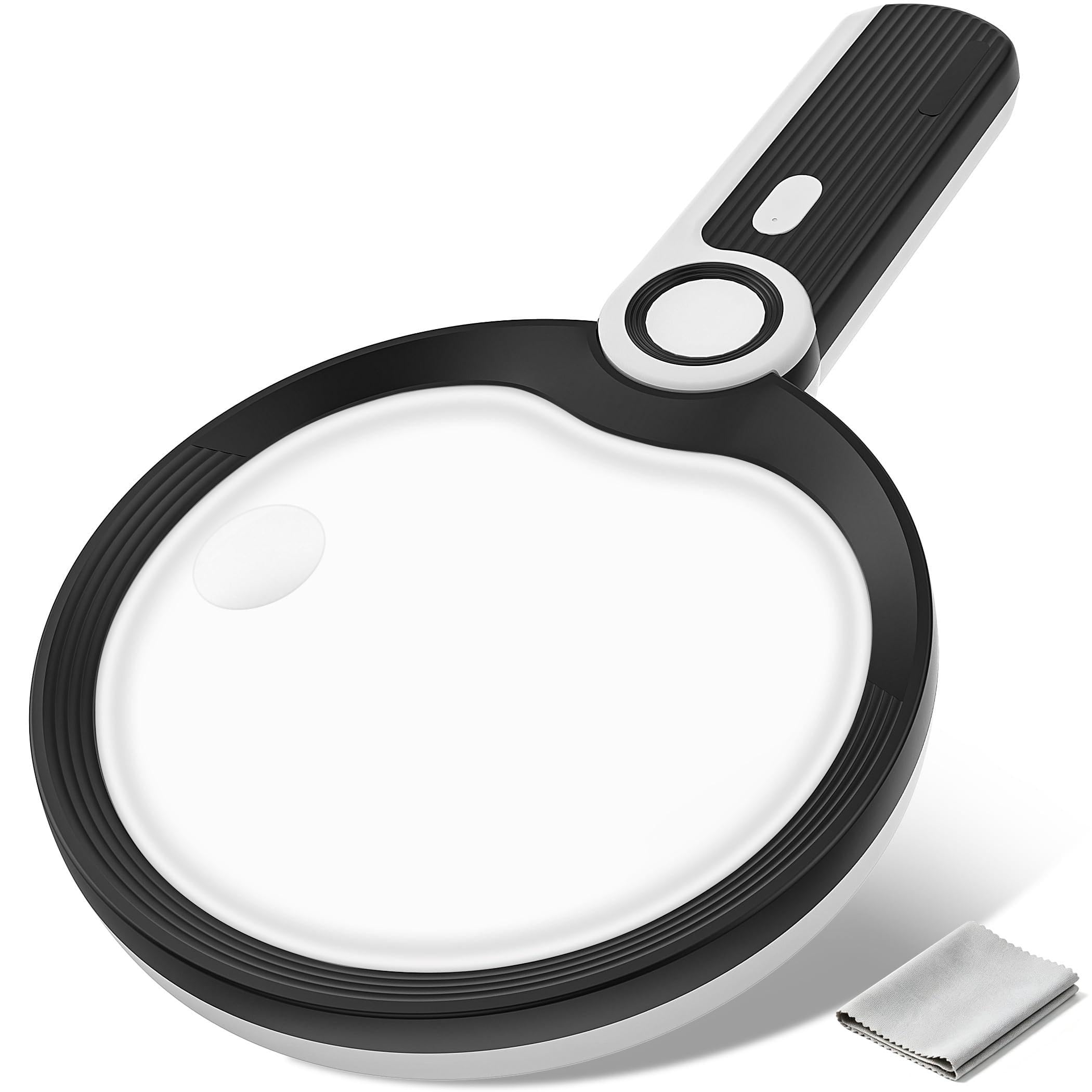 Nazano Large Handheld Magnifying Glass with LED & UV Light, 30X 45X 60X Dual Lens Magnifier for Seniors Reading, Coin Collecting, Jewelry Inspection