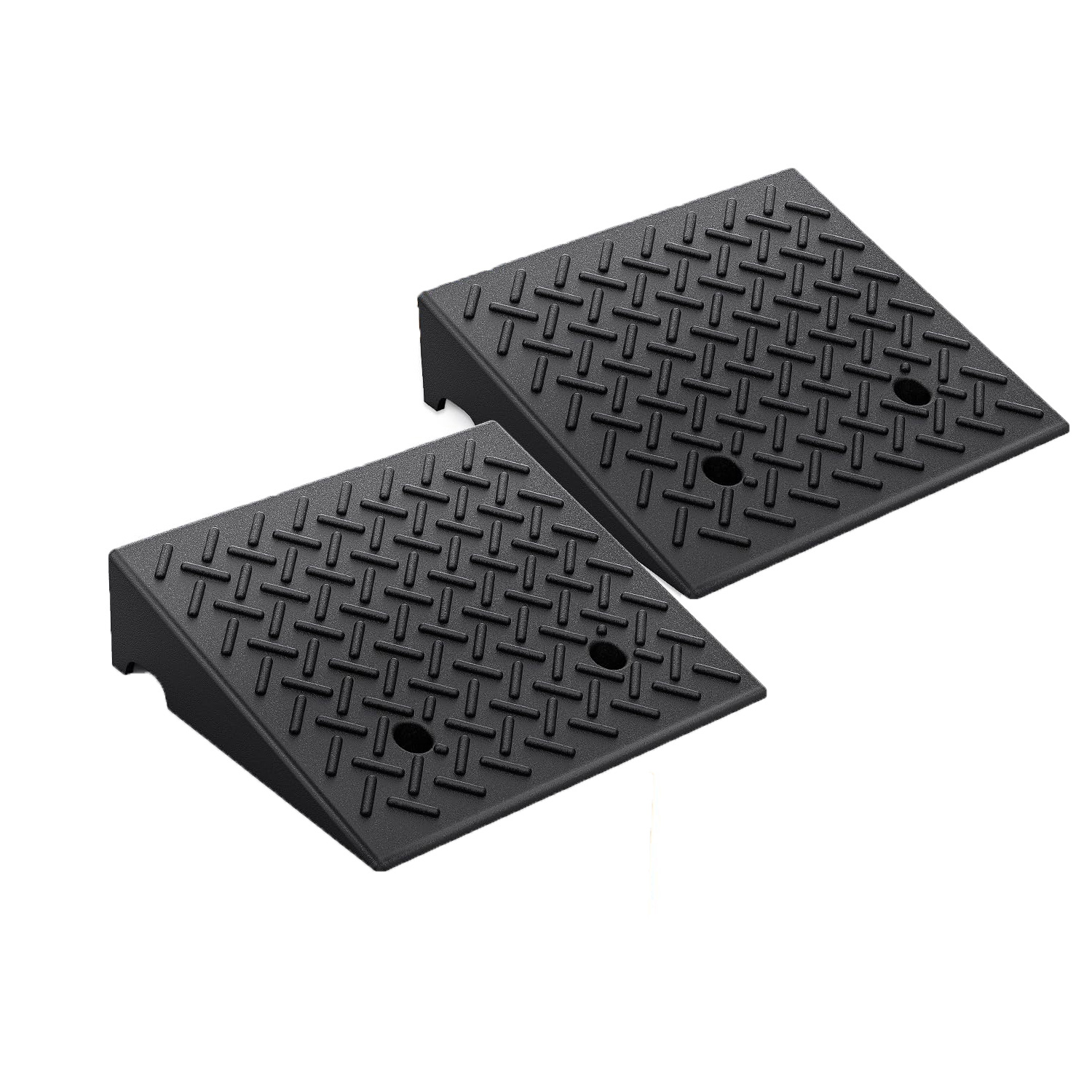 Rubber Car Curb Ramp, 6" Rise Height , Heavy-Duty 7000lbs Capacity Threshold Ramps, Car Ramps with Stable Grid Structure for Cars, Wheelchairs, Bikes, Motorcycles, 2 Pack