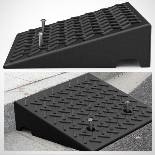 Rubber Car Curb Ramp, 6" Rise Height , Heavy-Duty 7000lbs Capacity Threshold Ramps, Car Ramps with Stable Grid Structure for Cars, Wheelchairs, Bikes, Motorcycles, 2 Pack - Image 2