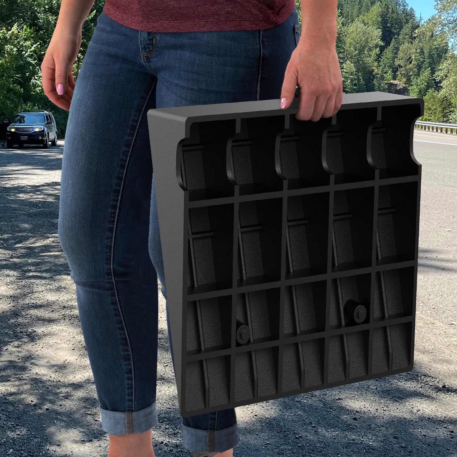 Rubber Car Curb Ramp, 6" Rise Height , Heavy-Duty 7000lbs Capacity Threshold Ramps, Car Ramps with Stable Grid Structure for Cars, Wheelchairs, Bikes, Motorcycles, 2 Pack - Image 3