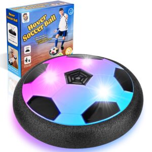 LED Hover Soccer Ball, Air Soccer Indoor Floating with LED Light, Indoor Soccer Game for Young Boys and Girls, Birthday Gifts for Young Kids, Toys Gifts for Ages 3-12 (Black)